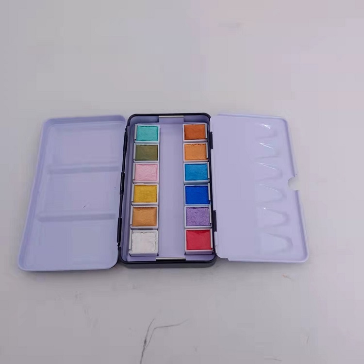 12 kleuren metallic aquarelset