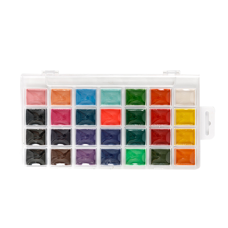 28 kleuren halfdroge aquarelverfset met penselen